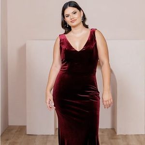 Revelry Dakota Burgundy Velvet Bridesmaid Dress